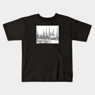 Peaceful Setting in Black and White - Outline of Boats in a Marina Kids T-Shirt